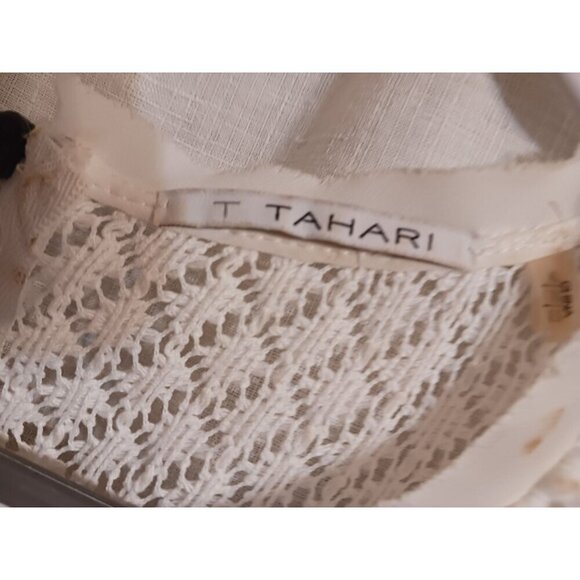 T. Tahari Crochet Detail Layered Blouse Cream Size XL - Picture 3 of 4